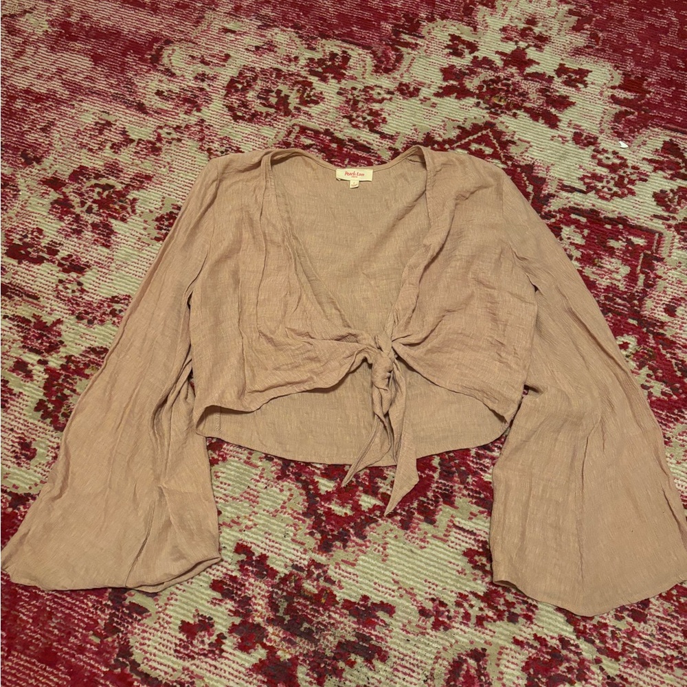 Cropped tan tie top